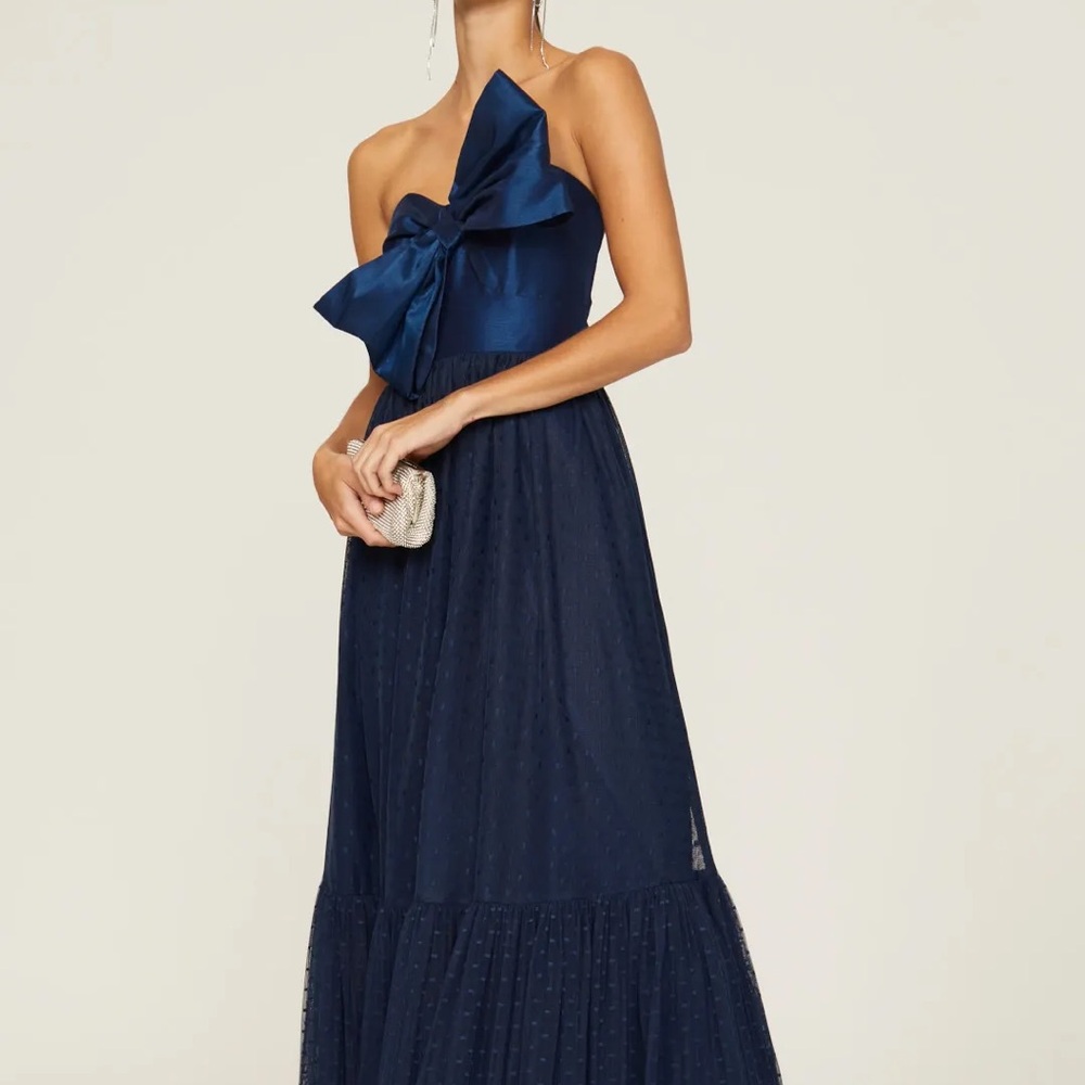 Navy Bow Tie Midi Dress by Hutch